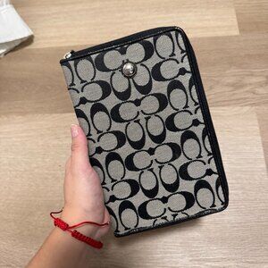 Coach Tan and Brown Monogram Tablet Case